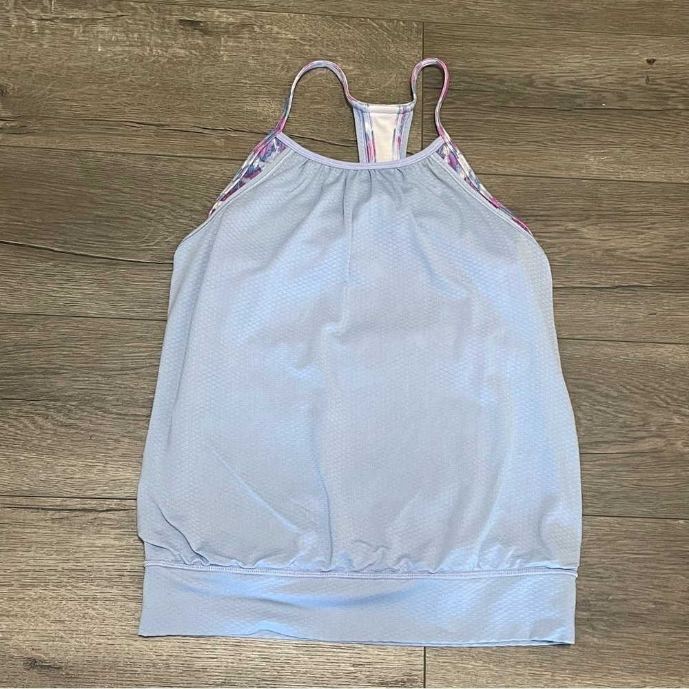 Ivivva Lululemon Girls Double Dutch Bra Tank Top Periwinkle Blue Sz 12.